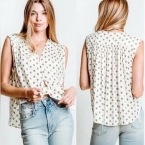 NEW Free People Sleeveless Mornings in Marrakesh Cream Tie-Front Top